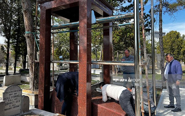 Rəsulzadənin məzarı ilə bağlı abadlaşdırılma işlərindən - Fotolar